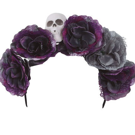 Tiara di Halloween Fiori Grigio