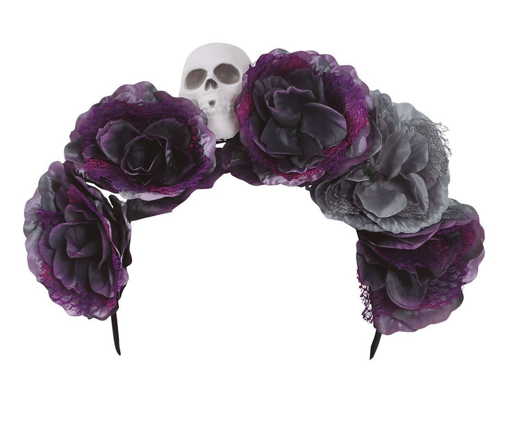 Tiara di Halloween Fiori Grigio