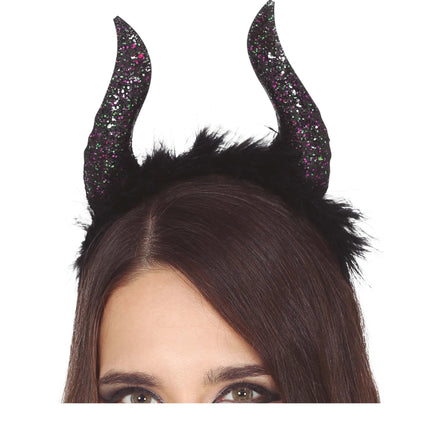 Tiara di Halloween con corna glitterate