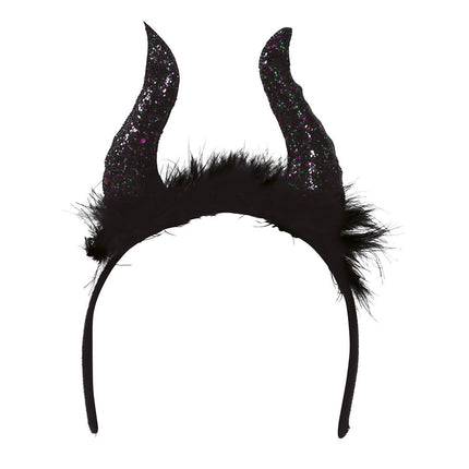 Tiara di Halloween con corna glitterate