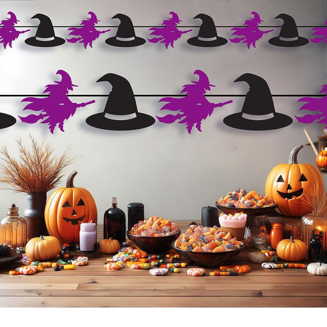 Ghirlanda di Halloween Nero Viola Streghe 3m