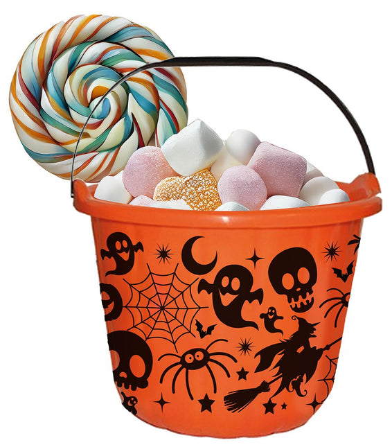 Secchiello per caramelle di Halloween arancione 18X16 cm