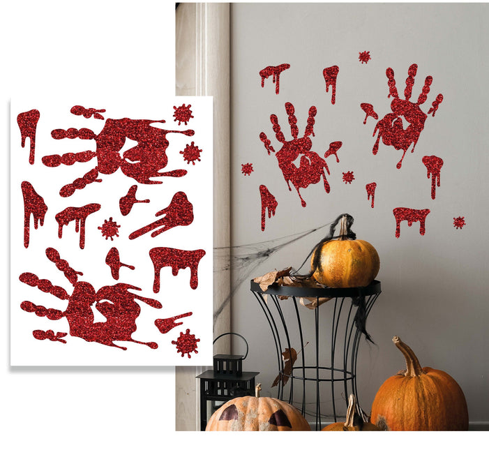 Adesivo murale Halloween Impronte di mani insanguinate 40 cm