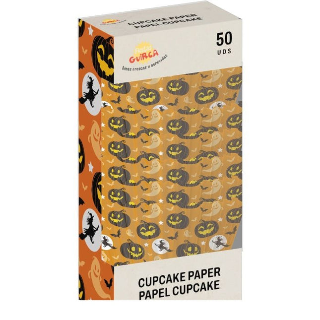 Stampi per cupcake di Halloween in carta arancione 5cm 50pz