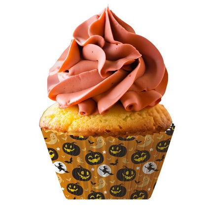 Stampi per cupcake di Halloween in carta arancione 5cm 50pz