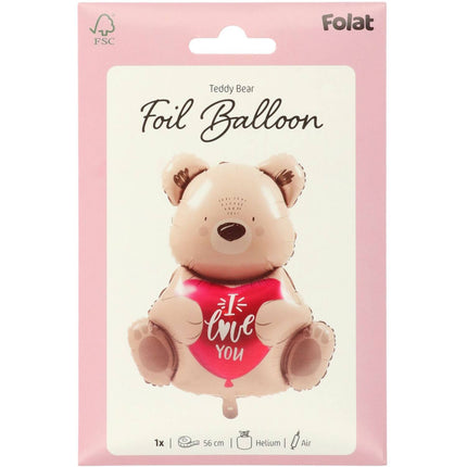 Palloncino in foil - Ombre Love - Orso marrone "Ti amo" - 56 cm