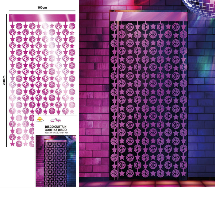 Disco 70S Tenda per porte rosa metallizzato 2m