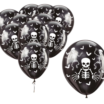 Palloncini Halloween Scheletro Nero 30cm 16pz