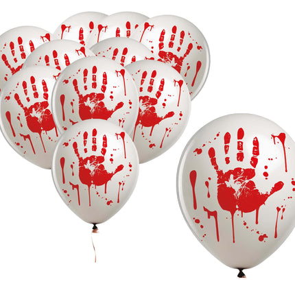 Palloncini Halloween Impronta di mano Sangue 30cm 10pz