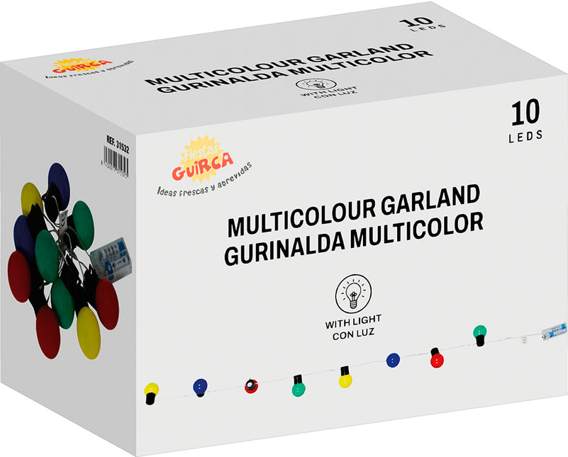 Ghirlanda a 10 led multicolore a batteria 150 cm