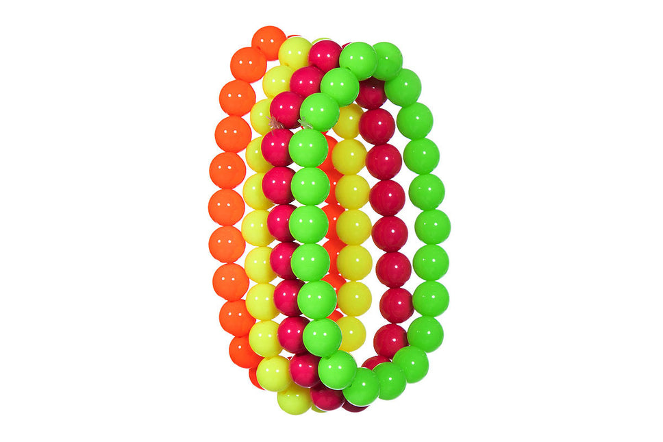 Neon 80S Bracciale Donna Perline 4 pezzi