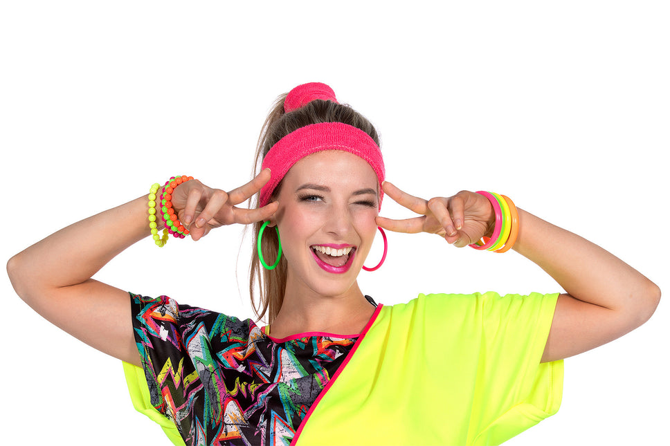 Neon 80S Bracciale Donna Perline 4 pezzi