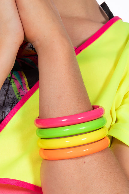 Bracciale Neon 80S Donna 4 pezzi