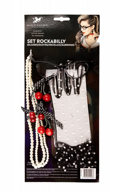 Set Rockabilly (occhiali/guanti/catena/orecchini)