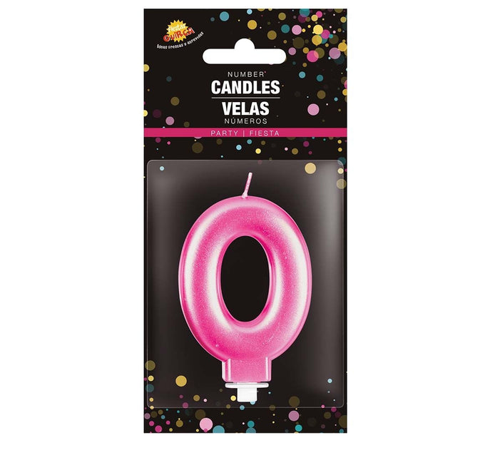 Candela rosa 0 Year Metallic 8cm