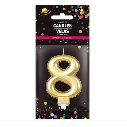 Candela Oro 8 Anni Metallizzata 8cm