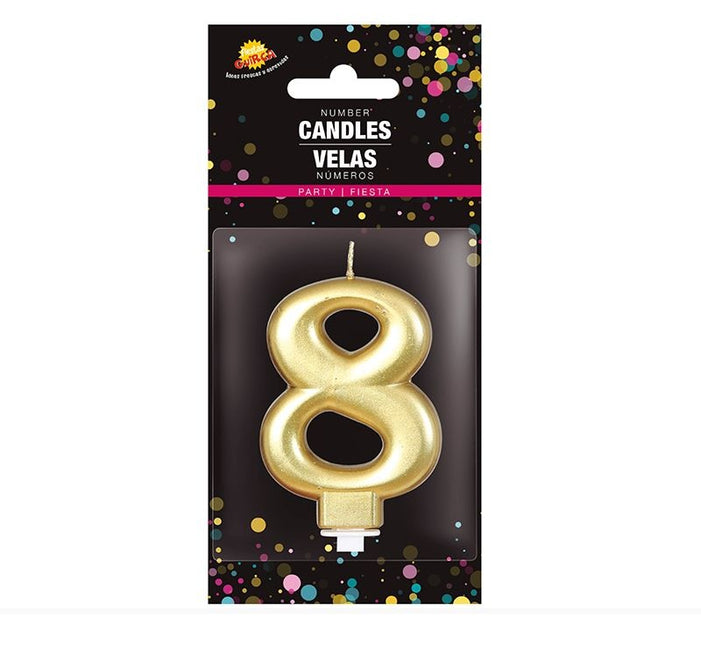 Candela Oro 8 Anni Metallizzata 8cm