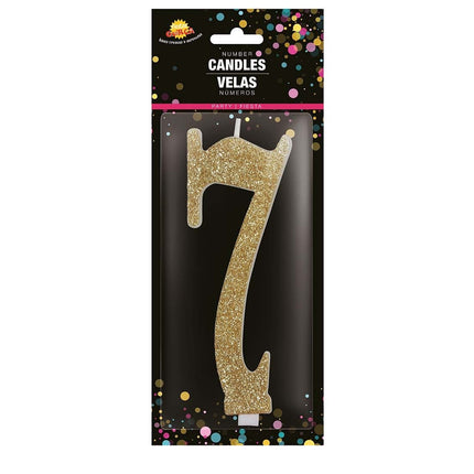 Candela dorata 7 anni Glitter 12,5 cm