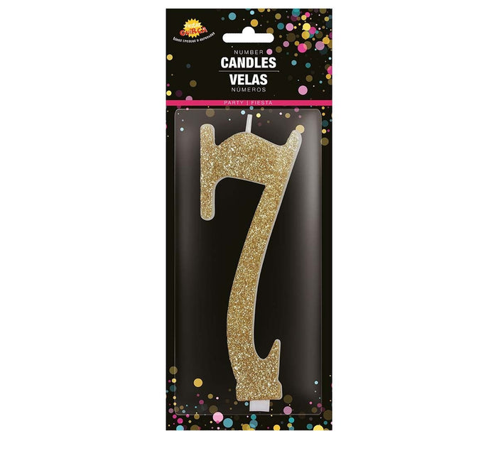 Candela dorata 7 anni Glitter 12,5 cm