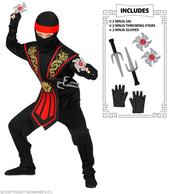 Costume da Kombat Ninja Rosso con Armi Bambino