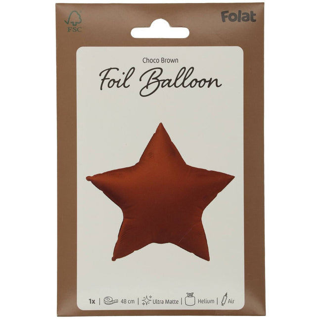 Palloncino ad elio Star Chocolate Brown glassato 45 cm vuoto