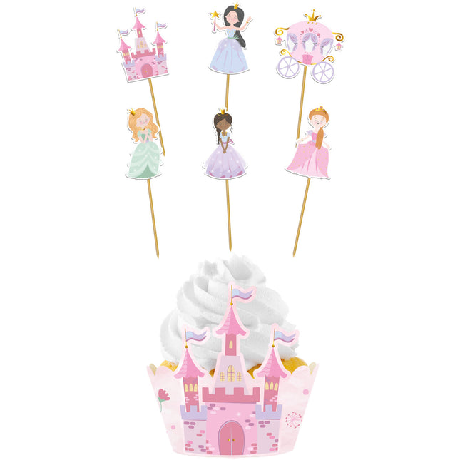 Set di decorazioni per cupcake - Pretty Princess - 6 set