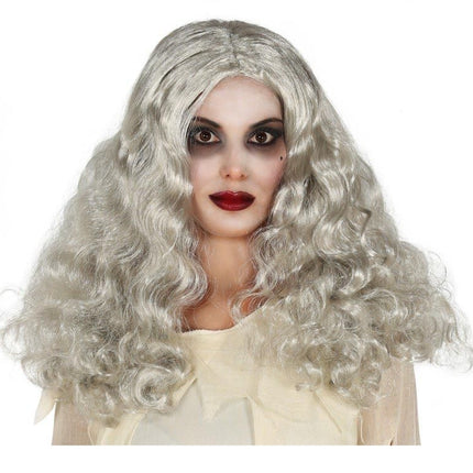 Parrucca Halloween Ricci Grigio