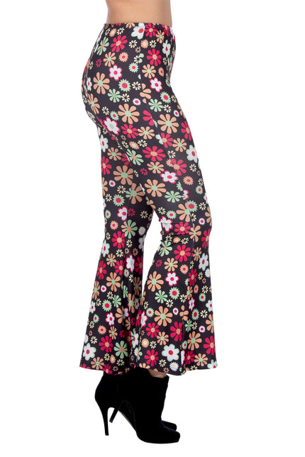 Pantaloni hippie a fiori neri