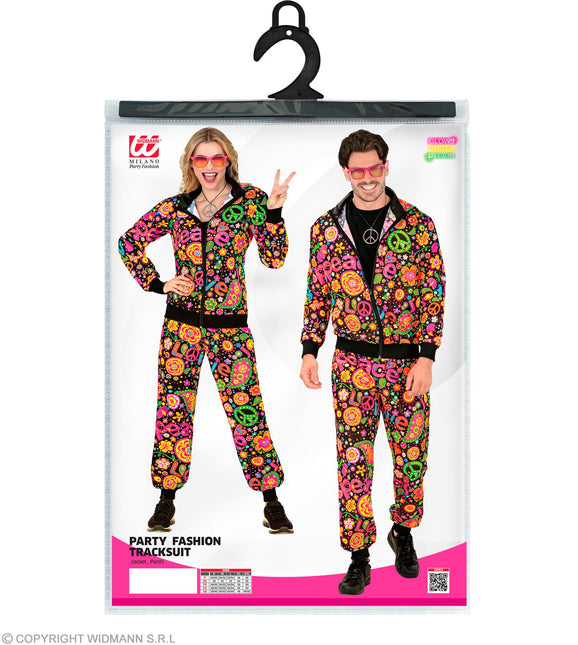 Tuta da ginnastica Hippie Neon Peace & Love Costume