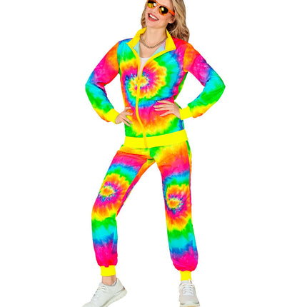 Tuta da ginnastica Hippie Neon Tie Dye Costume