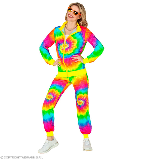 Tuta da ginnastica Hippie Neon Tie Dye Costume