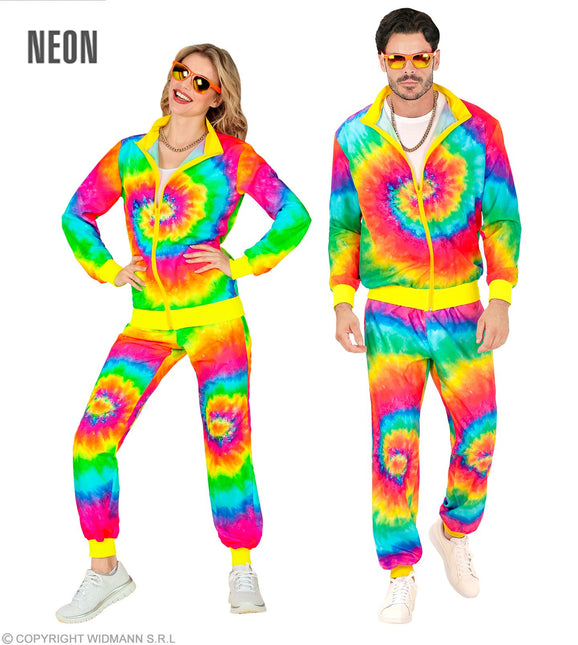 Tuta da ginnastica Hippie Neon Tie Dye Costume