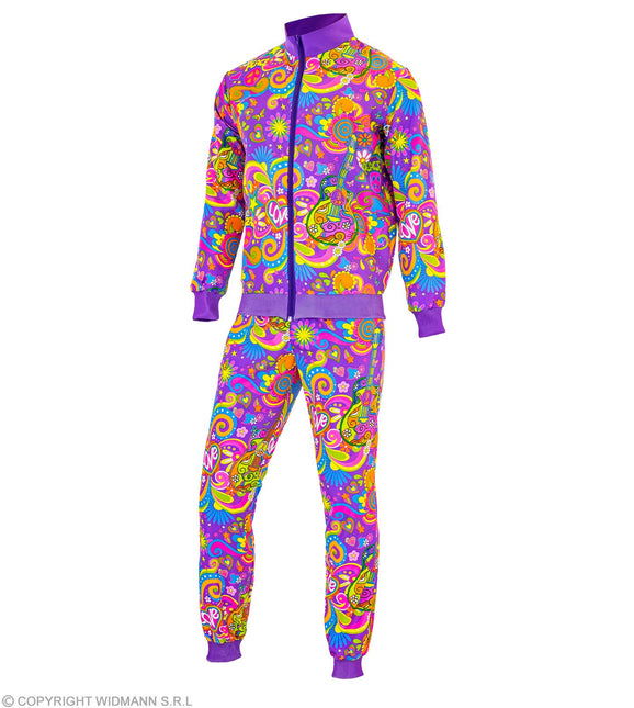 Tuta da ginnastica Hippie Neon Flower Power Costume