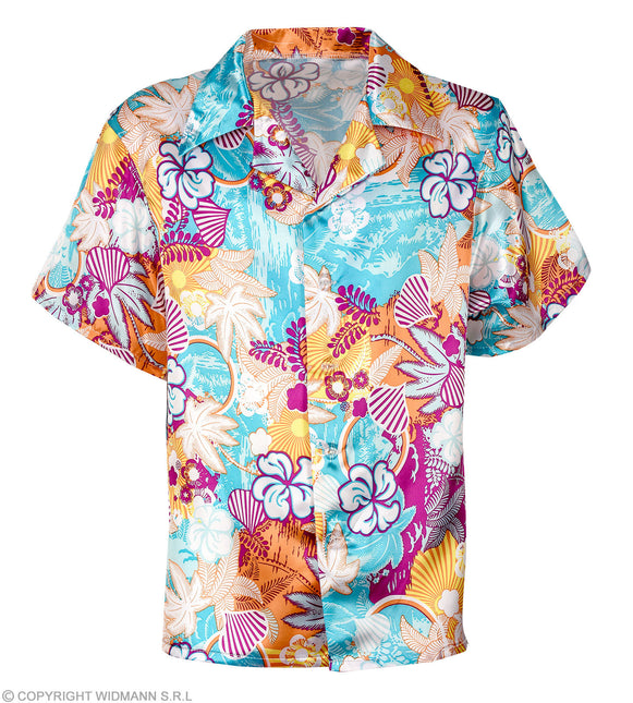 Costume in raso con camicia Hawaii