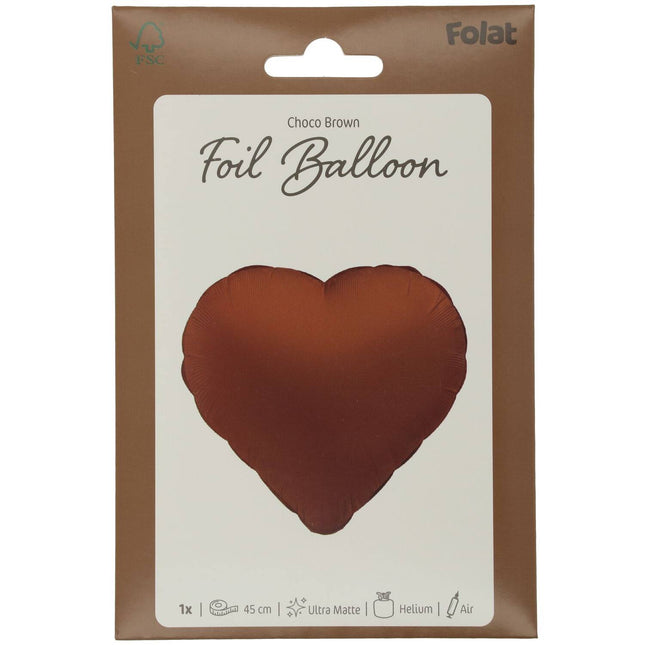 Palloncino ad elio Cuore Cioccolato Marrone Opaco 45cm Vuoto