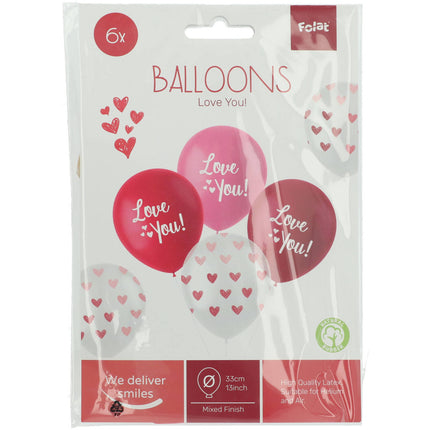 Palloncini "Love You! Mix Rosa 33cm - 6 pezzi