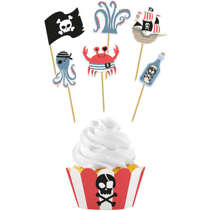 Set di decorazioni per cupcake - Festa Pirata - 6 set