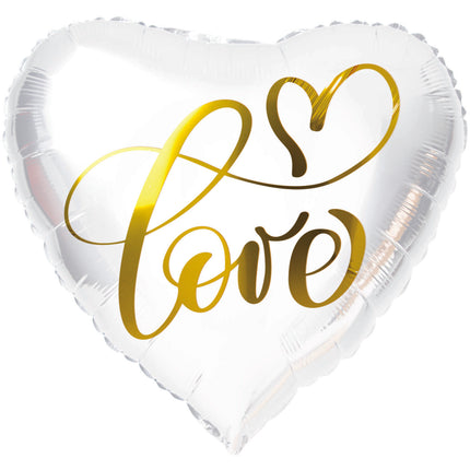 Palloncino in foil a forma di cuore bianco "Love" - 45 cm