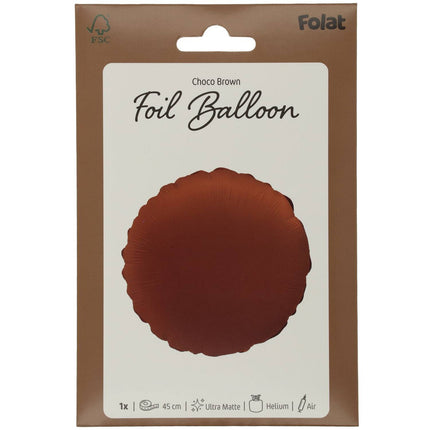 Palloncino a elio rotondo marrone cioccolato opaco 45 cm vuoto