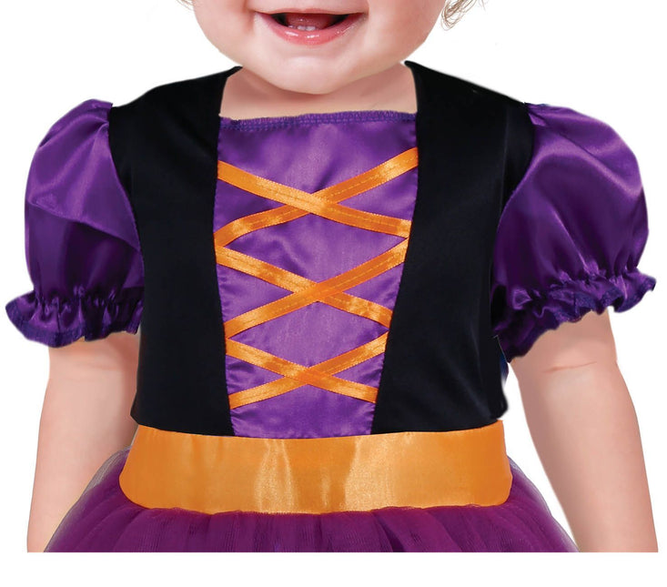 Costume di Halloween da strega per bambini viola/arancione