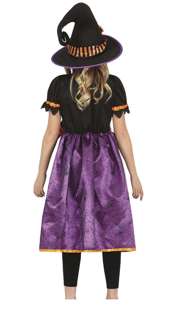 Costume da strega di Halloween per ragazza viola e nero