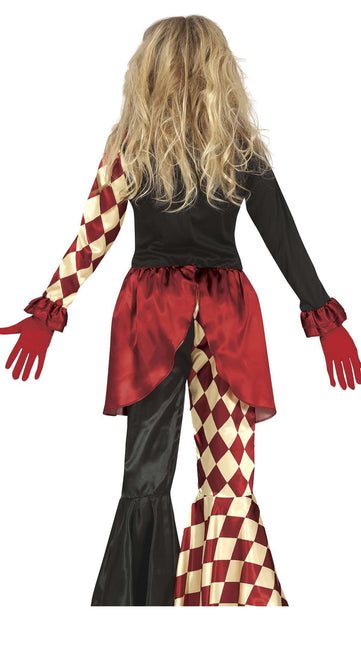 Costume di Halloween da clown dell'orrore per ragazza rosso