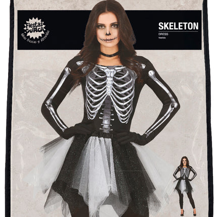 Vestito di Halloween da scheletro da donna nero