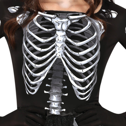 Vestito di Halloween da scheletro da donna nero