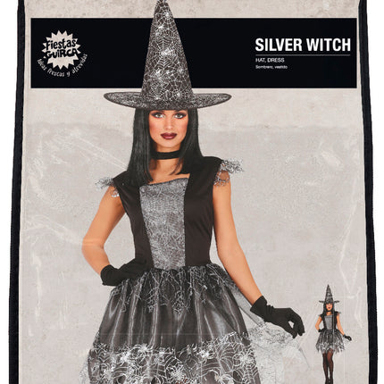 Costume da Strega Halloween Donna Argento