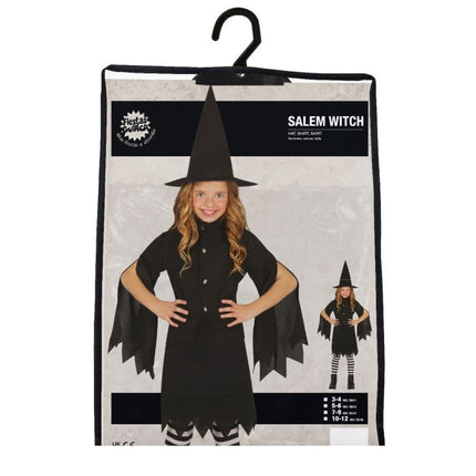 Costume da strega di Halloween per ragazza nero