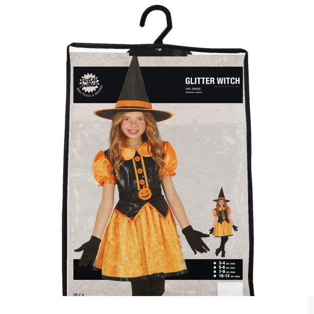 Costume di Halloween da strega ragazza Glitter