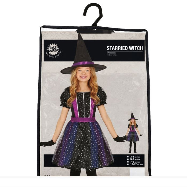 Costume da strega di Halloween Ragazza Stella Glitter