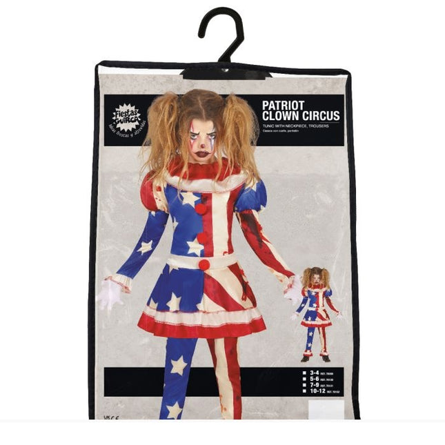 Costume di Halloween da clown dell'orrore per ragazza blu e rosso