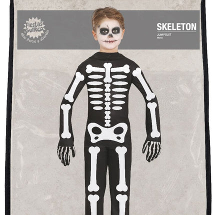 Costume di Halloween da scheletro bambino bianco nero